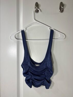 Urban Outfitters Blue Ruched Scoop Tank
